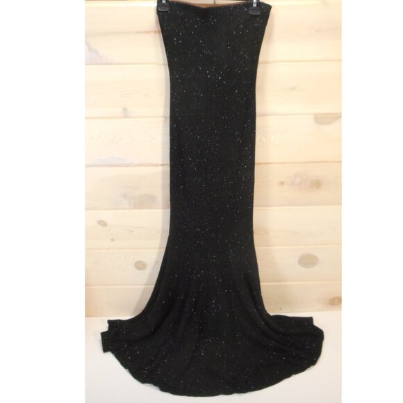 Vintage Jessica McClintock size 2 Strapless Sparkle Mermaid Hem Maxi Dress Black - Picture 1 of 13